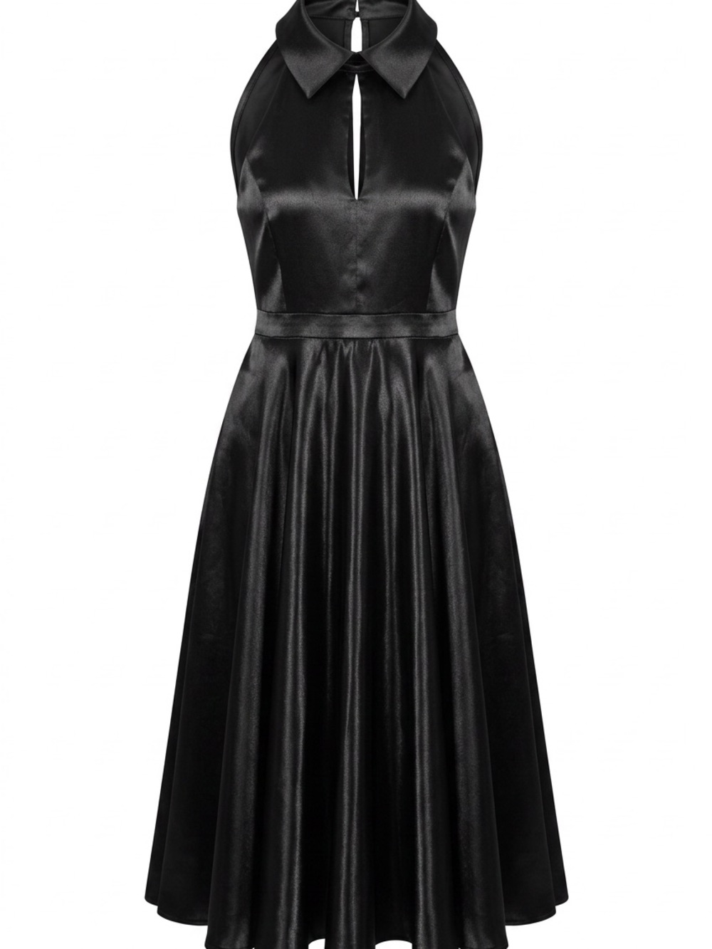 Audrey Hepburn Silk Halter Midi Dress with Collar
